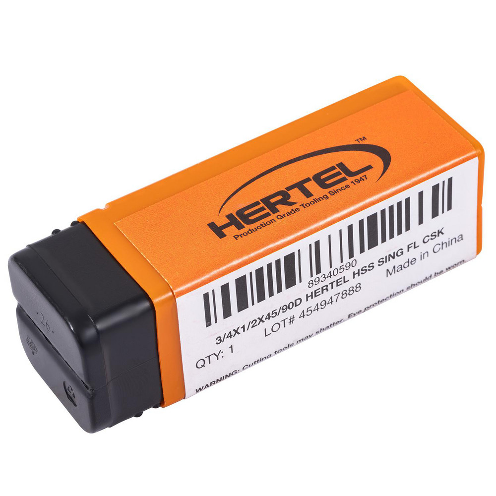 Hertel Countersink: 3/4" Head Dia, 90.00 deg Included Angle, 1 Flute, High-Speed Steel, Right Hand Cut - GX89340590