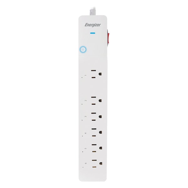 Energizer Smart Wi-Fi 6-Outlet Surge Protector, 6-Ft. Cord Length - EIS3-1004-WHT