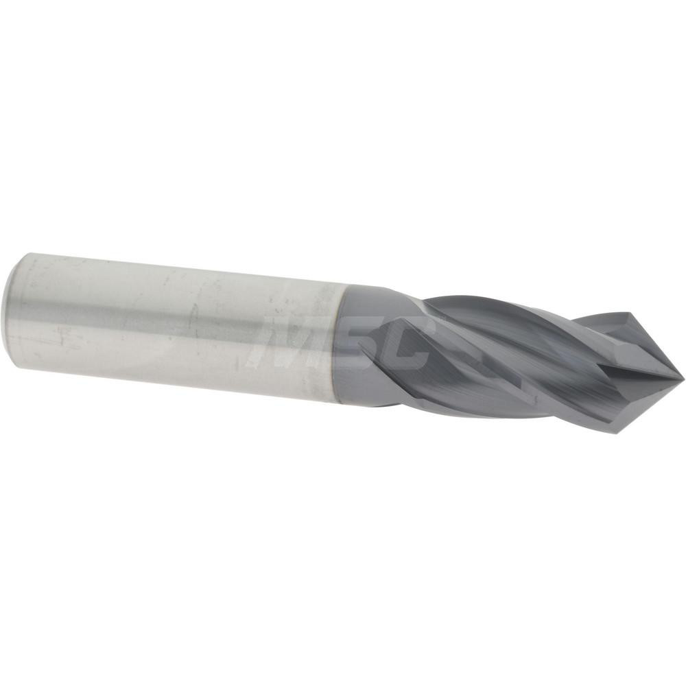 Harvey Tool Chamfer Mill: 3/8" Dia, 3/8" Shank Dia, 120 deg, 4 Flute, Solid Carbide, Single End - 888824-C3