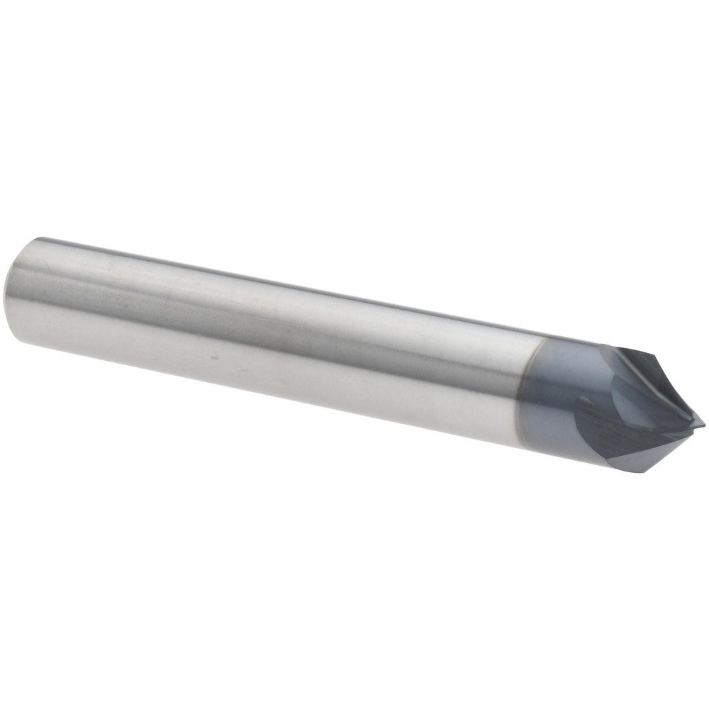 Harvey Tool Chamfer Mill: 3/8" Dia, 3/8" Shank Dia, 120 deg, 4 Flute, Solid Carbide, Single End - 888824-C3