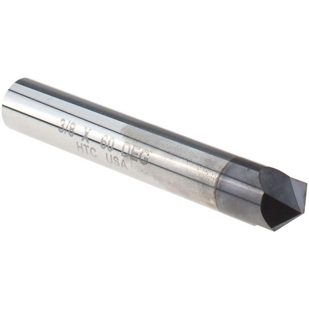Harvey Tool Chamfer Mill: 3/8" Dia, 3/8" Shank Dia, 120 deg, 2 Flute, Solid Carbide, Single End - 72560-C3
