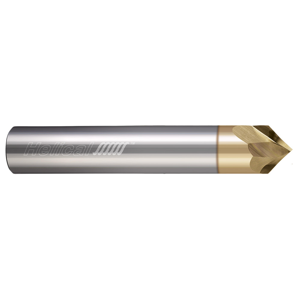 Helical Solutions Chamfer Mill: 1/4" Dia, 1/4" Shank Dia, 100 deg, 5 Flute, Solid Carbide, Single End - 88464