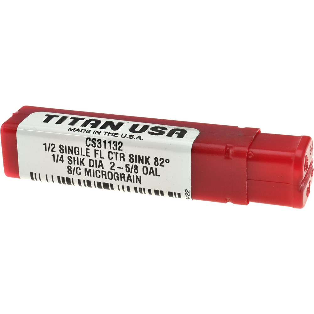 Titan USA Countersink: 1/2" Head Dia, 82.00 deg Included Angle, 1 Flute, Solid Carbide, Right Hand Cut - CS31132