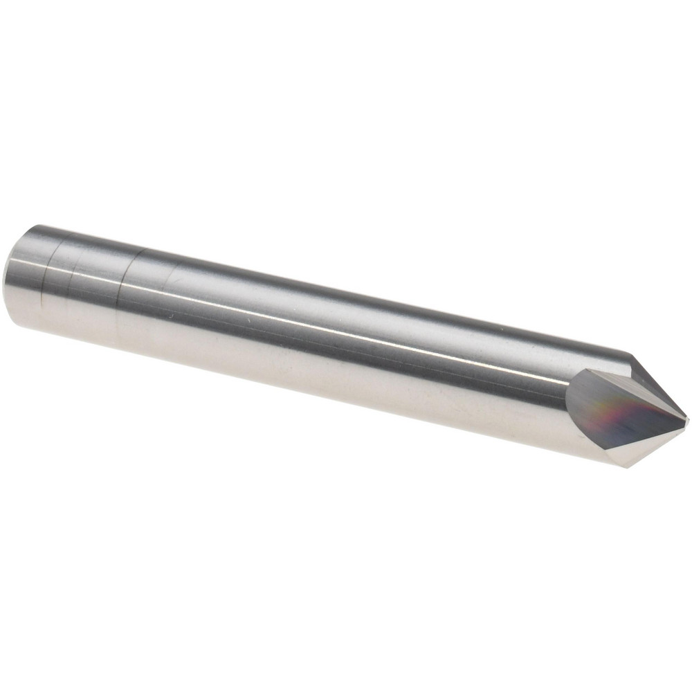 M.A. Ford® Chamfer Mill: 3/8" Dia, 3/8" Shank Dia, 90 deg, 3 Flute, Solid Carbide, Single End - 3HC037503