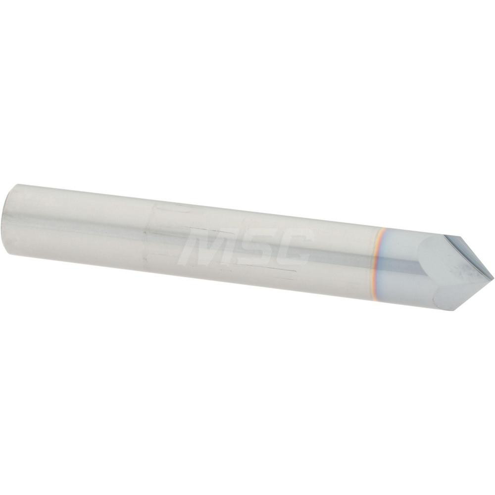 M.A. Ford® Chamfer Mill: 3/8" Dia, 3/8" Shank Dia, 90 deg, 3 Flute, Solid Carbide, Single End - 3HC037503