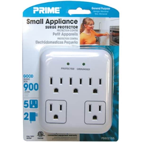 Prime Wire & Cable Prime Wire & Cable PB802155 5-Outlet Small Appliance Appliance Surge Protector - White - PB802155