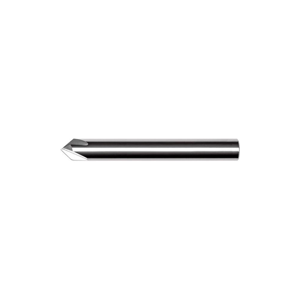 Made in USA Chamfer Mill: 1/4" Dia, 1/4" Shank Dia, 90 deg, 4 Flute, Solid Carbide, Single End - 64-8860-C