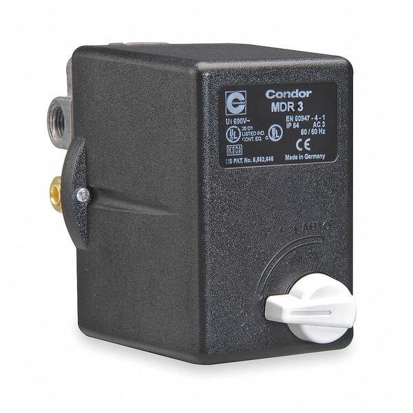Condor Usa Interruptor de Presión, (1) 3/8 pulgada FNPT, (3) 1/4 pulgada FNPT, (4) Puerto, 3PST, 40 a 360 psi, Acción Estándar - 31UG3EEX