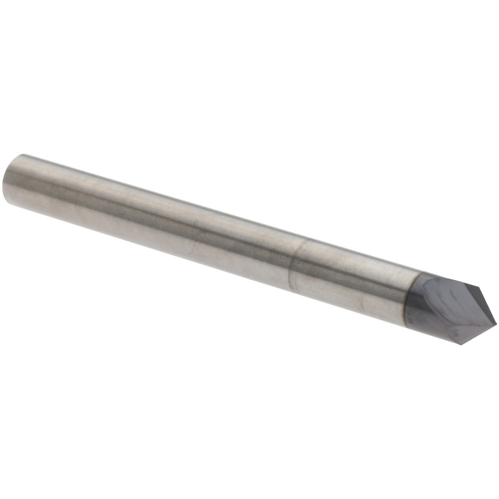 Harvey Tool Chamfer Mill: 1/4" Dia, 1/4" Shank Dia, 90 deg, 3 Flute, Solid Carbide, Single End - 18545-C3