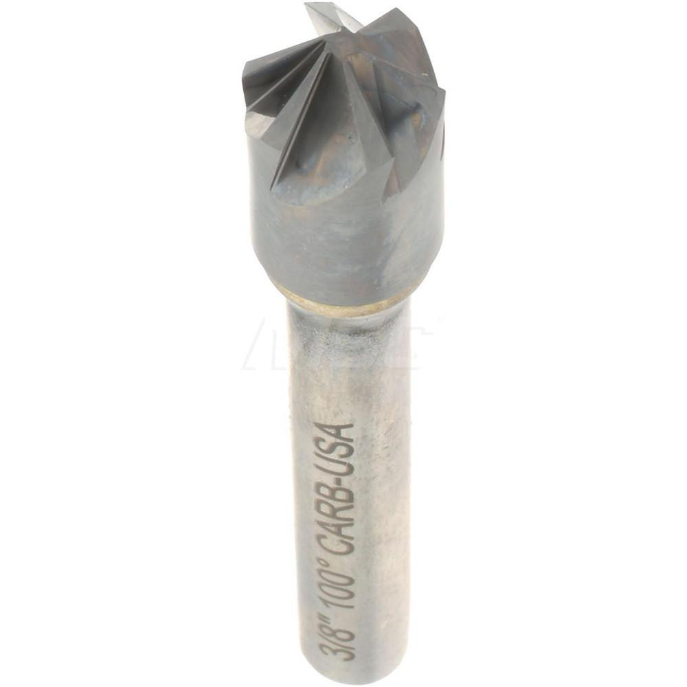 Hertel Countersink: 3/8" Head Dia, 100.00 deg Included Angle, 6 Flute, Solid Carbide, Right Hand Cut - 336-005080