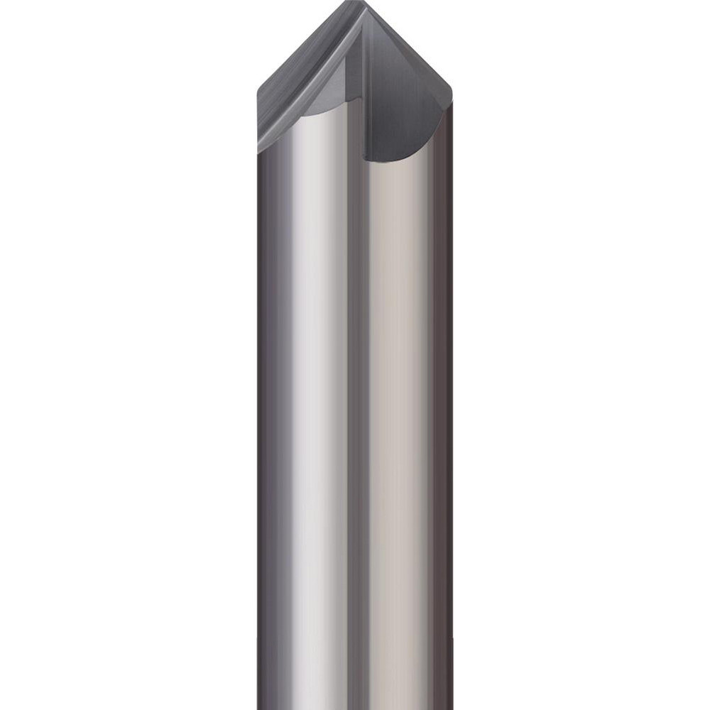 Micro 100 Chamfer Mill: 1/4" Dia, 1/4" Shank Dia, 100 deg, 6 Flute, Solid Carbide, Single End - QCS-250-100X
