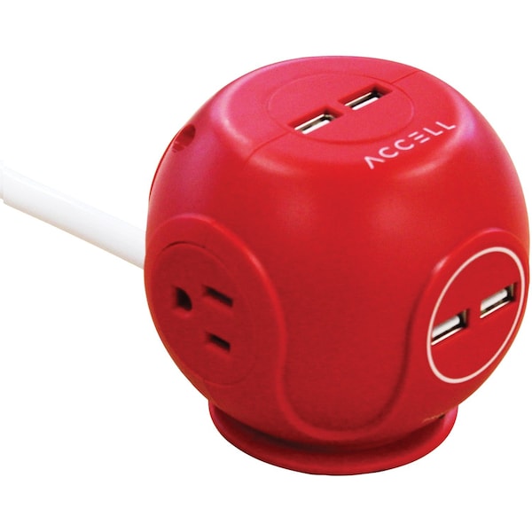 Accell Power Cutie Compact Surge Protector with USB Charging Ports Red - D080B-049C
