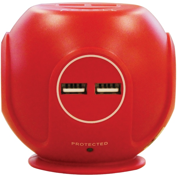 Accell Power Cutie Compact Surge Protector with USB Charging Ports Red - D080B-049C