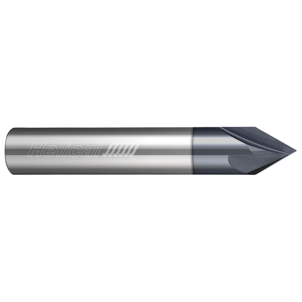 Helical Solutions Chamfer Mill: 1/2" Dia, 1/2" Shank Dia, 60 deg, 3 Flute, Solid Carbide, Single End - 59817