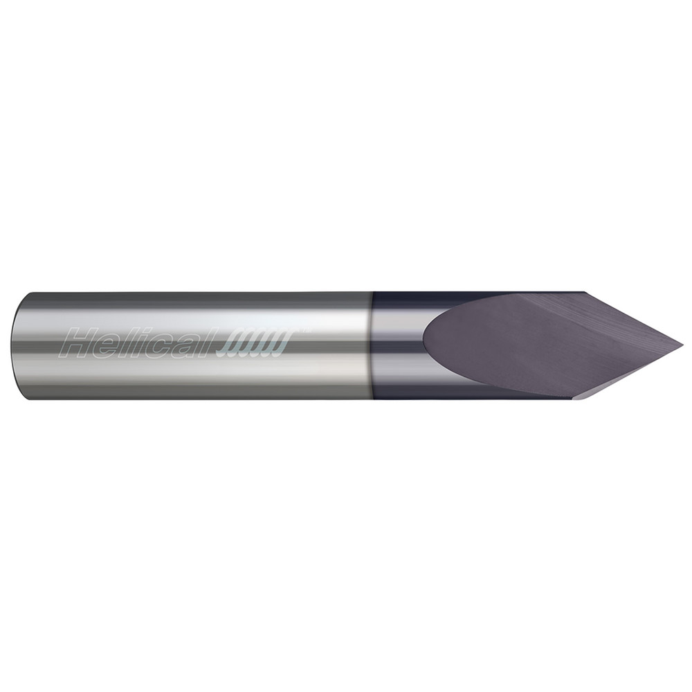 Helical Solutions Chamfer Mill: 1/2" Dia, 1/2" Shank Dia, 60 deg, 3 Flute, Solid Carbide, Single End - 59817