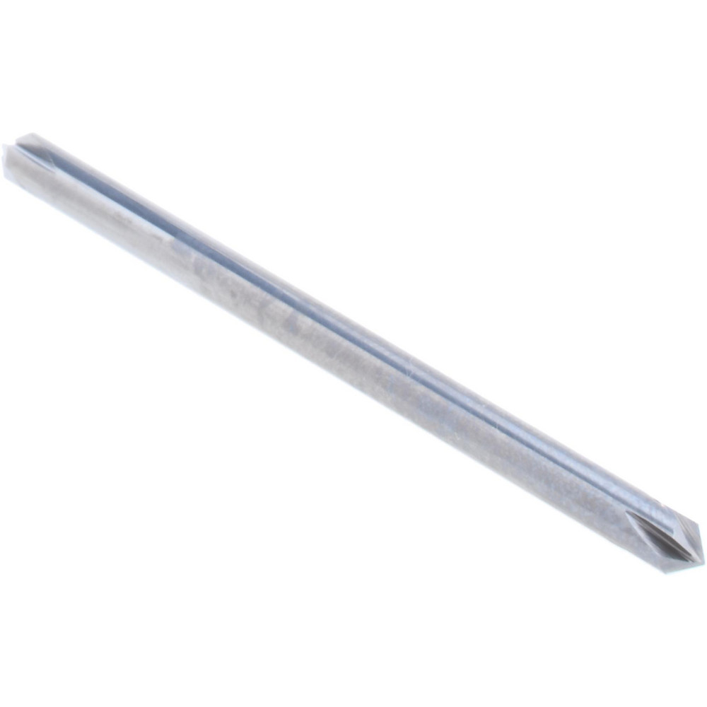 Made in USA Chamfer Mill: 1/8" Dia, 1/8" Shank Dia, 90 deg, 4 Flute, Solid Carbide, Double End - 64-1412