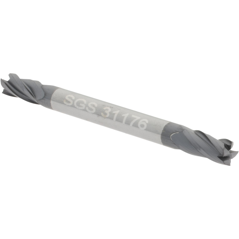 Made in USA Chamfer Mill: 1/8" Dia, 1/8" Shank Dia, 90 deg, 4 Flute, Solid Carbide, Double End - 64-1412