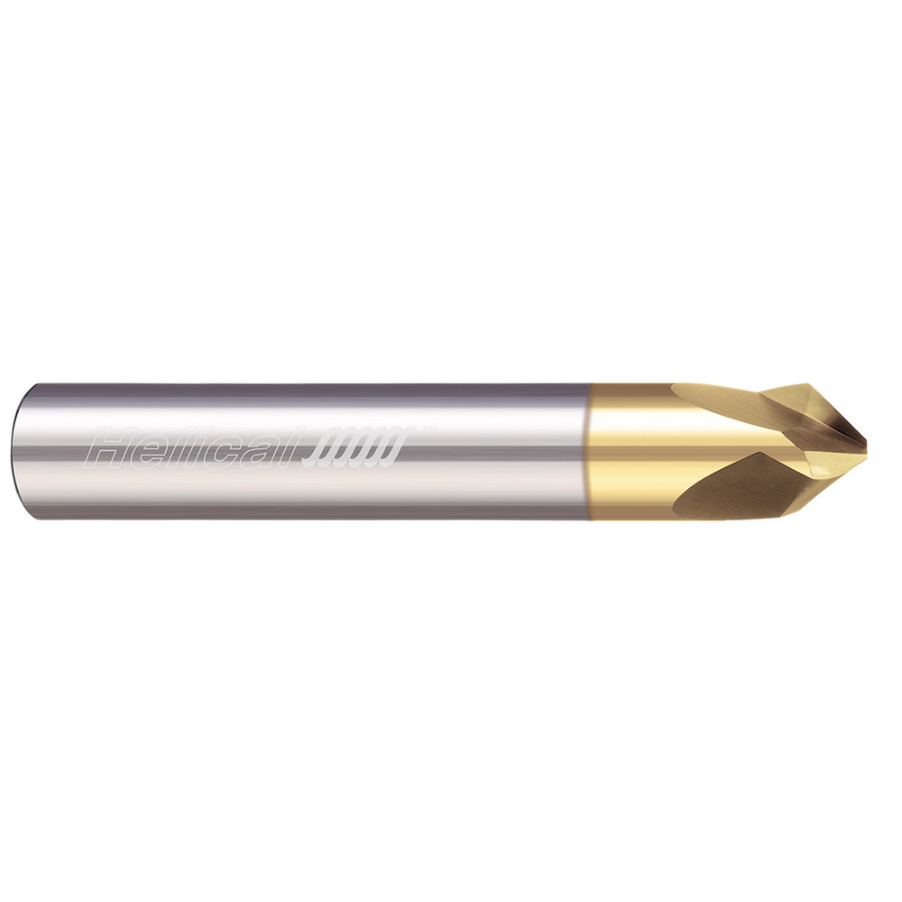 Helical Solutions Chamfer Mill: 3/16" Dia, 3/16" Shank Dia, 60 deg, 5 Flute, Solid Carbide, Single End - 88441