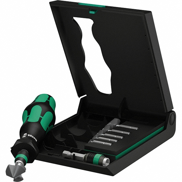 Wera Countersink Set: 8 Pc, 1/4 to 13/16" Head Dia, 3 Flute - 05104650001