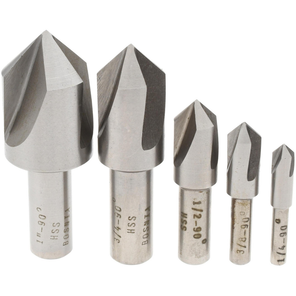 Wera Countersink Set: 8 Pc, 1/4 to 13/16" Head Dia, 3 Flute - 05104650001