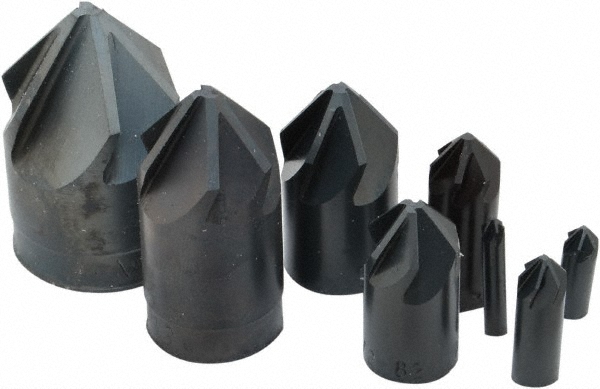 Wera Countersink Set: 8 Pc, 1/4 to 13/16" Head Dia, 3 Flute - 05104650001