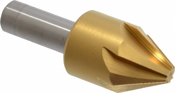 Melin Tool Countersink: 1" Head Dia, 60.00 deg Included Angle, 6 Flute, Cobalt Steel, Right Hand Cut - 18236