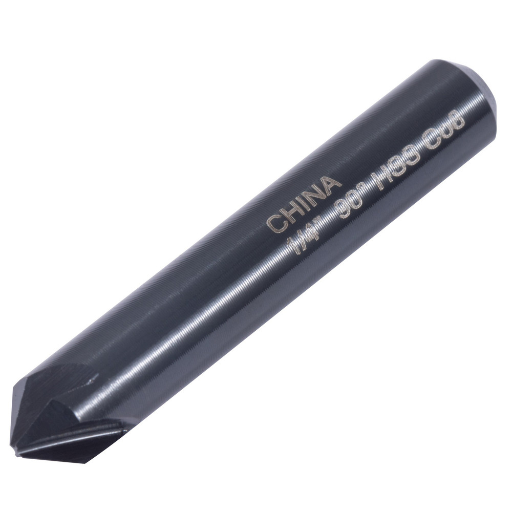 Hertel Countersink: 1/4" Head Dia, 90.00 deg Included Angle, 4 Flute, High-Speed Steel, Right Hand Cut - GX89330096