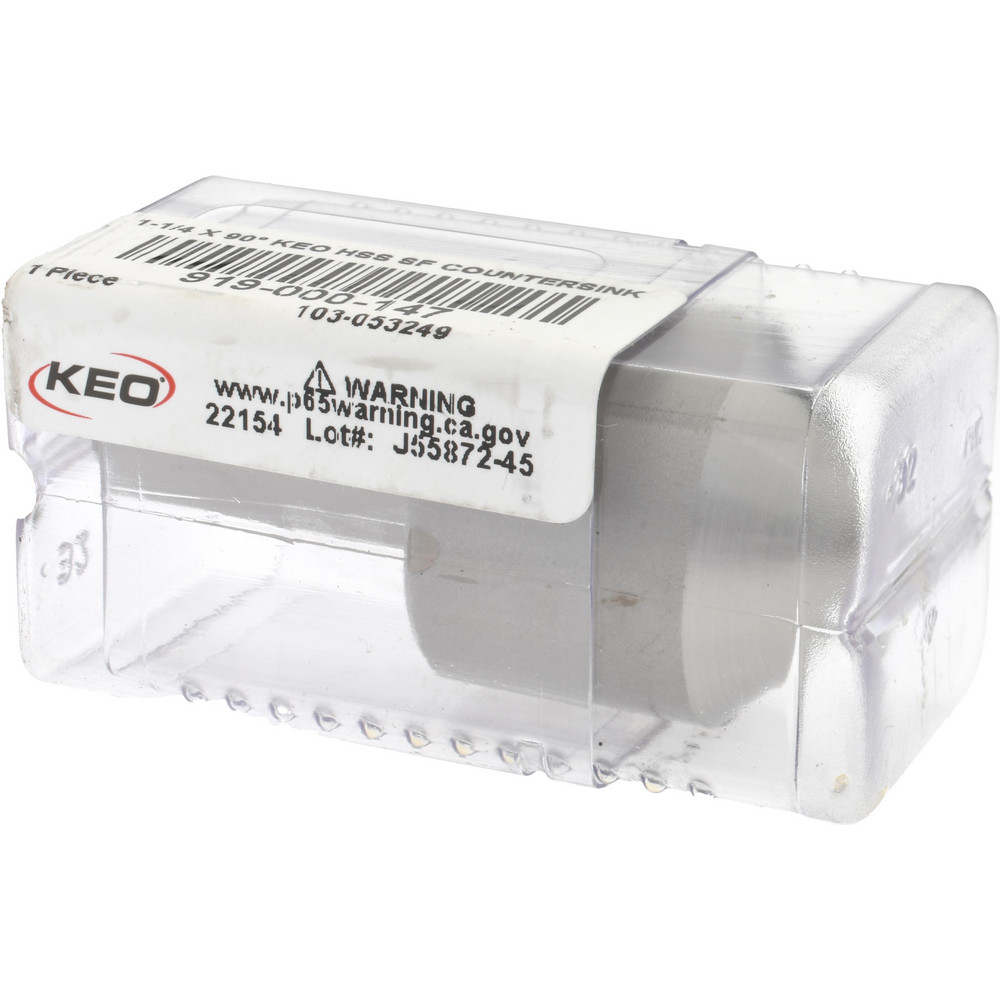 Keo Countersink: 1-1/4" Head Dia, 90.00 deg Included Angle, 1 Flute, High-Speed Steel, Right Hand Cut - 919-000-147