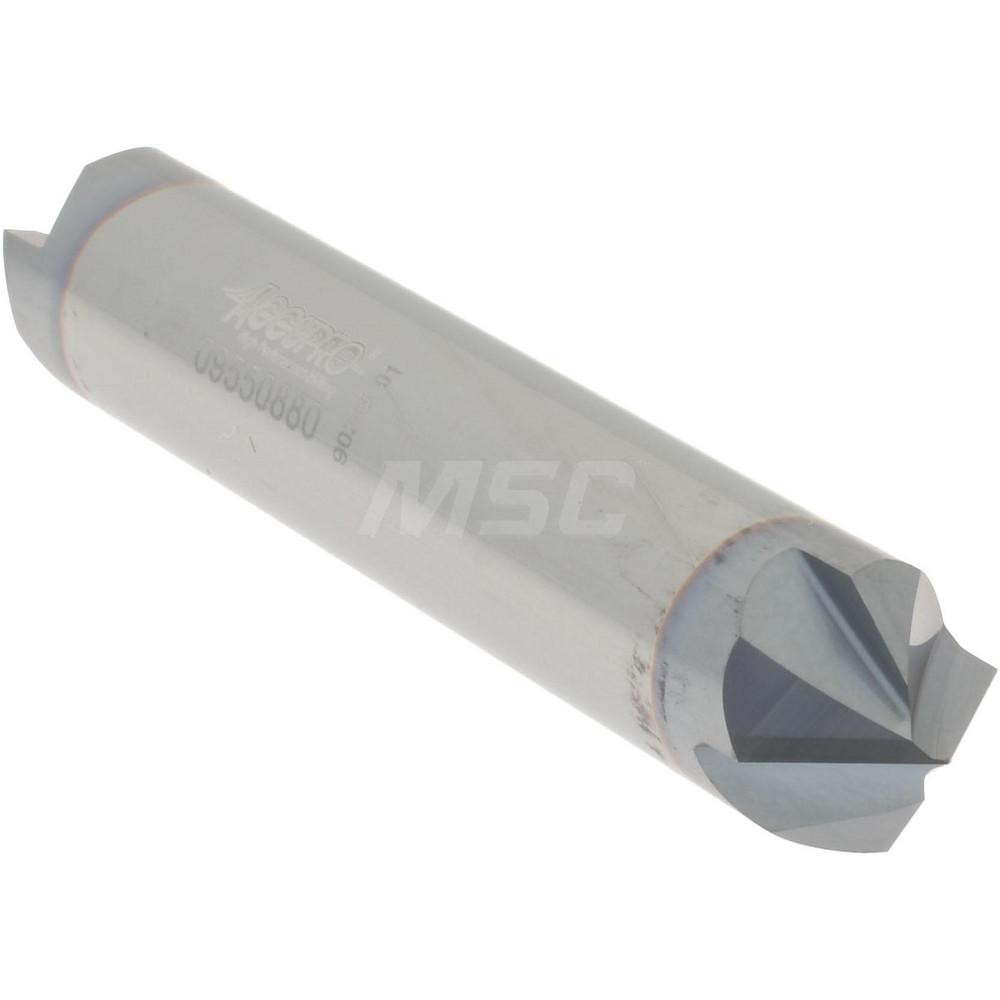 Accupro Chamfer Mill: 3/8" Dia, 3/8" Shank Dia, 90 deg, 4 Flute, Solid Carbide, Double End - 2500036