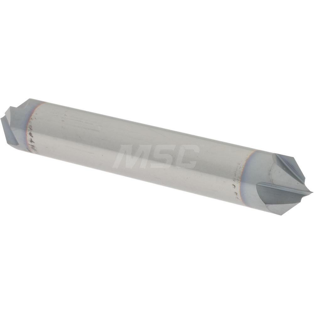 Accupro Chamfer Mill: 3/8" Dia, 3/8" Shank Dia, 90 deg, 4 Flute, Solid Carbide, Double End - 2500036