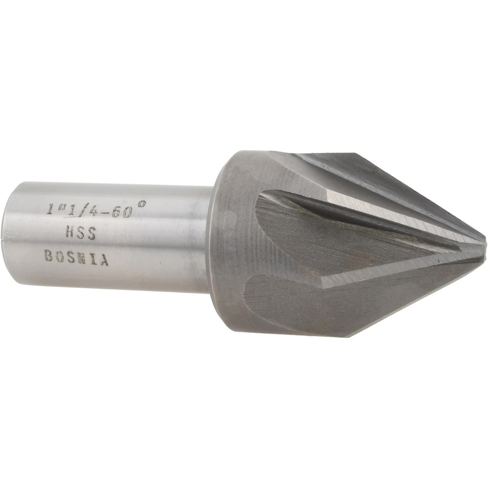 Value Collection Countersink: 1-1/4" Head Dia, 60.00 deg Included Angle, 6 Flute, Cobalt Steel, Right Hand Cut - SC2160116