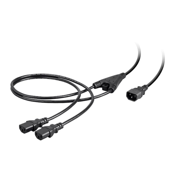 Monoprice Power Cord Splitter - IEC 60320 C14 to 2x IEC 60320 C13_ 18AWG_ 10A_ S - 27313