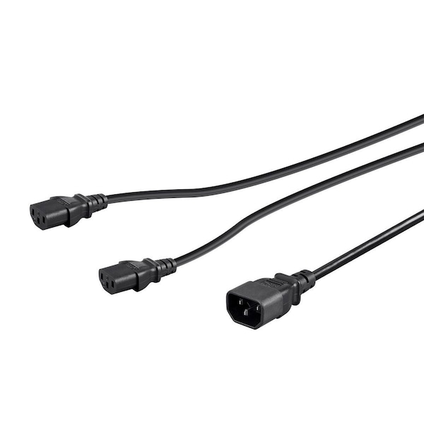 Monoprice Power Cord Splitter - IEC 60320 C14 to 2x IEC 60320 C13_ 18AWG_ 10A_ S - 27313