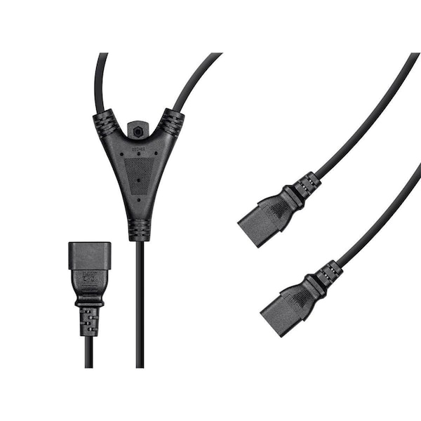 Monoprice Power Cord Splitter - IEC 60320 C14 to 2x IEC 60320 C13_ 18AWG_ 10A_ S - 27313