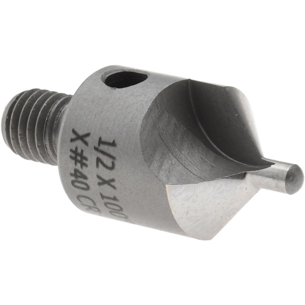 Made in USA 1-1/8" OAL, 1/2" Head Dia, 2 Flute, 100° Incl Angle, Integral Pilot, Adjustable Stop Countersink - 152-2-100-.0980