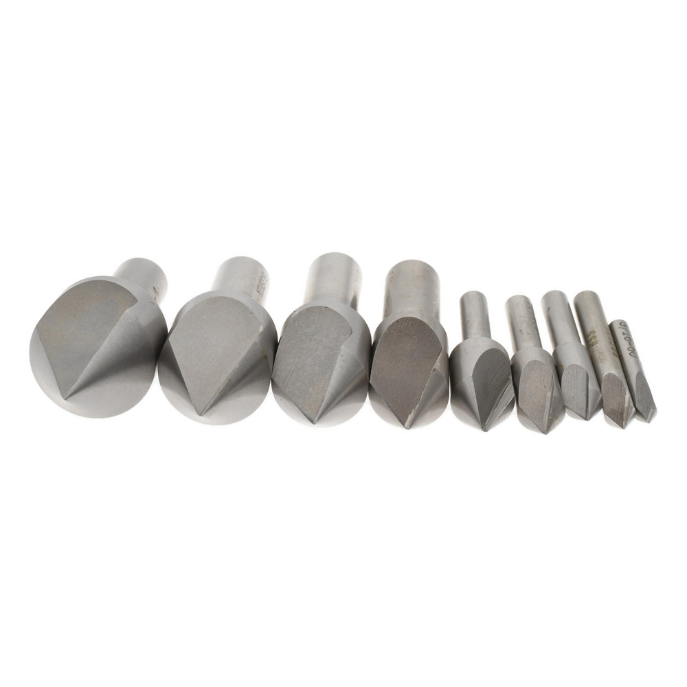Value Collection Countersink Set: 9 Pc, 3/16 to 1" Head Dia, 1 Flute, 60 deg Included Angle - SC10609S