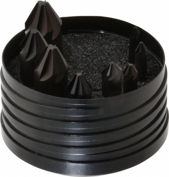 Hertel Countersink Set: 8 Pc, 1/4 to 1" Head Dia, 6 Flute, 60 deg Included Angle - GX89329858