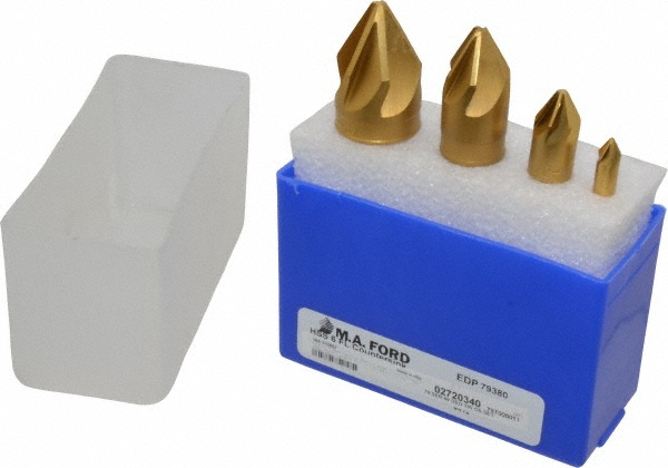 Hertel Countersink Set: 8 Pc, 1/4 to 1" Head Dia, 6 Flute, 60 deg Included Angle - GX89329858