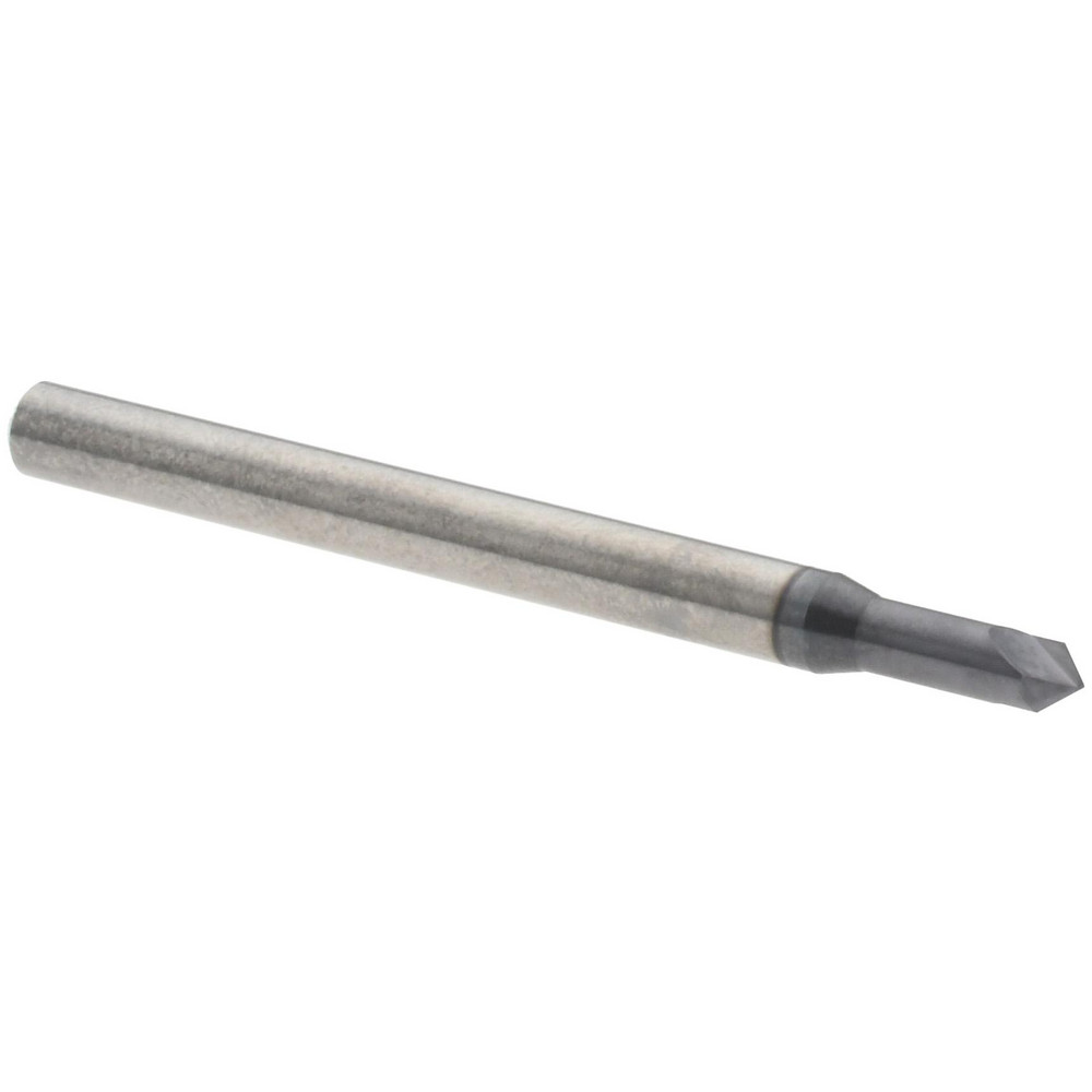 Harvey Tool Chamfer Mill: 3/32" Dia, 1/8" Shank Dia, 90 deg, 2 Flute, Solid Carbide, Single End - 52145-C3