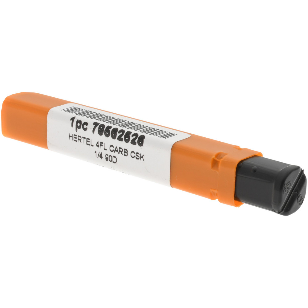 Hertel Countersink: 1/4" Head Dia, 90.00 deg Included Angle, 4 Flute, Solid Carbide, Right Hand Cut - 334-003070