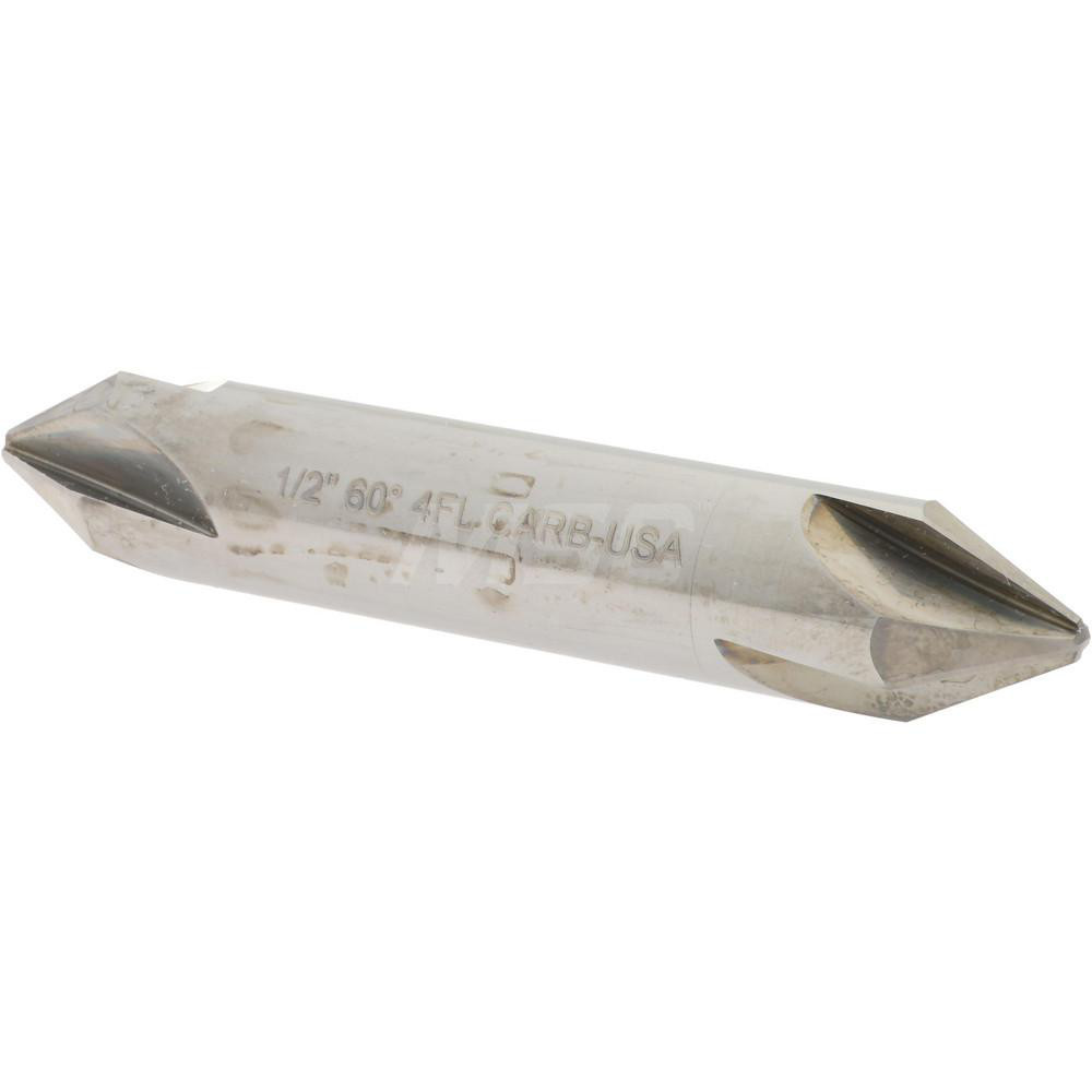 Hertel Countersink: 1/2" Head Dia, 60.00 deg Included Angle, 4 Flute, Solid Carbide, Right Hand Cut - 334-206050