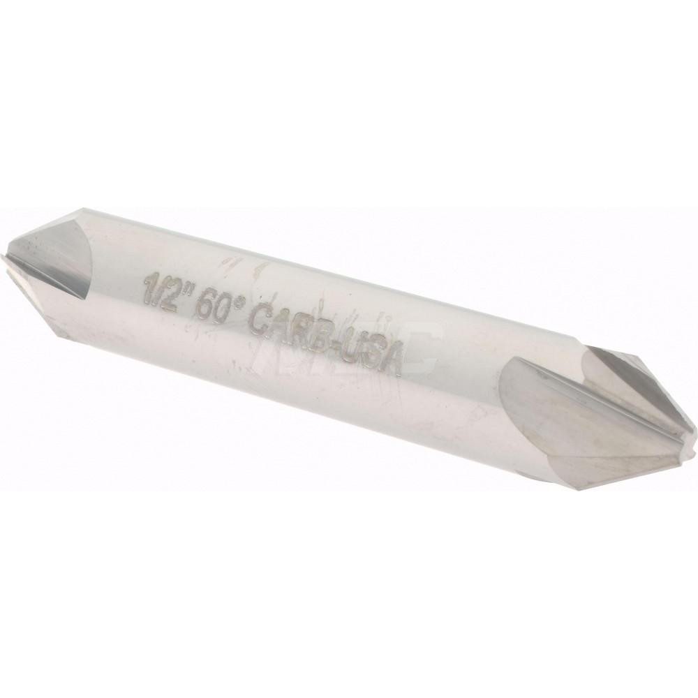 Hertel Countersink: 1/2" Head Dia, 60.00 deg Included Angle, 4 Flute, Solid Carbide, Right Hand Cut - 334-206050