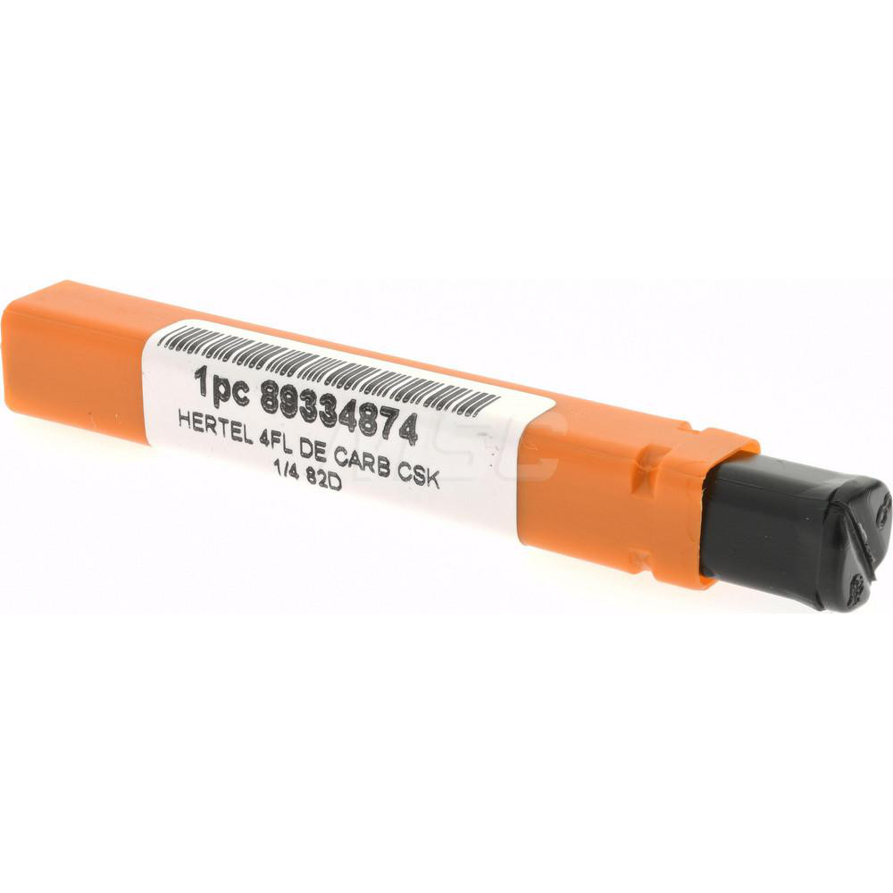 Hertel Countersink: 1/4" Head Dia, 82.00 deg Included Angle, 4 Flute, Solid Carbide, Right Hand Cut - 334-203060