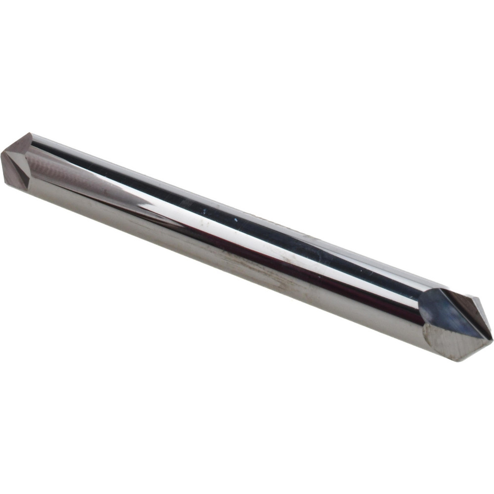 Micro 100 Chamfer Mill: 1/4" Dia, 1/4" Shank Dia, 60 deg, 6 Flute, Solid Carbide, Double End - CS-250-060