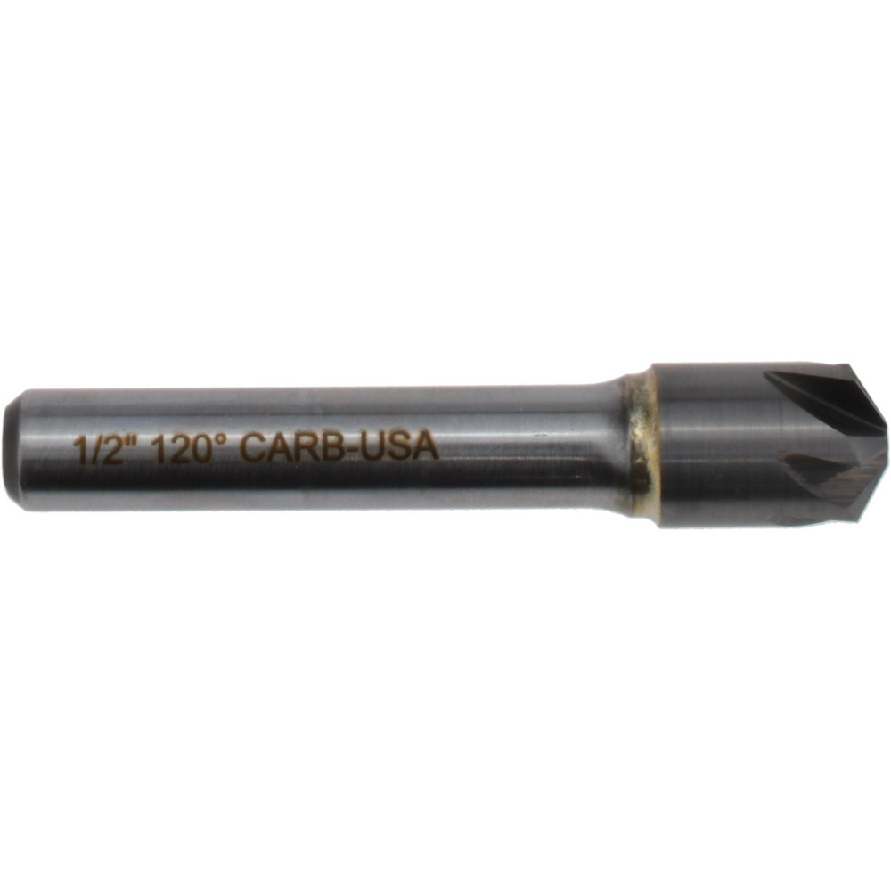 Hertel Countersink: 1/2" Head Dia, 120.00 deg Included Angle, 6 Flute, Solid Carbide, Right Hand Cut - 336-006590