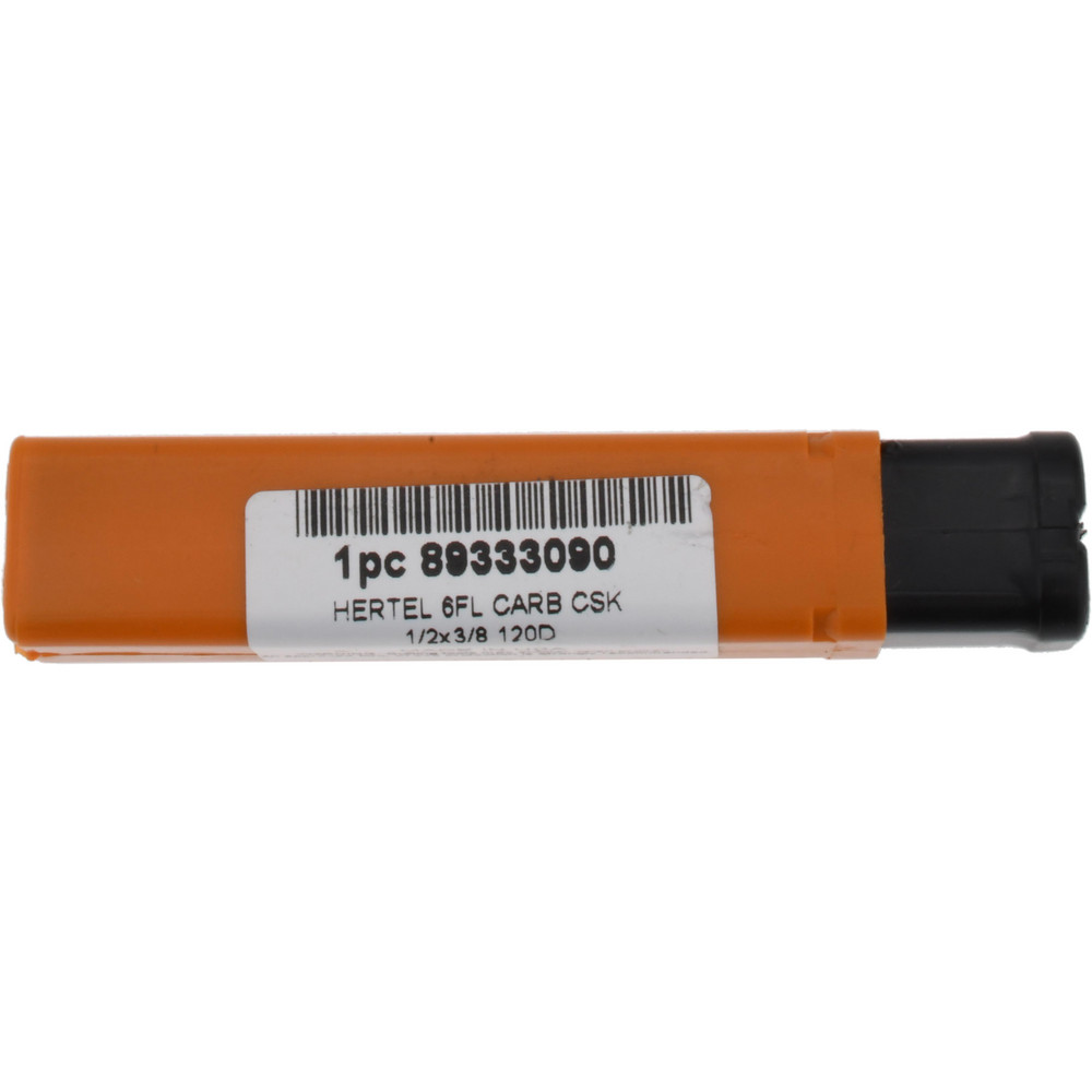Hertel Countersink: 1/2" Head Dia, 120.00 deg Included Angle, 6 Flute, Solid Carbide, Right Hand Cut - 336-006590