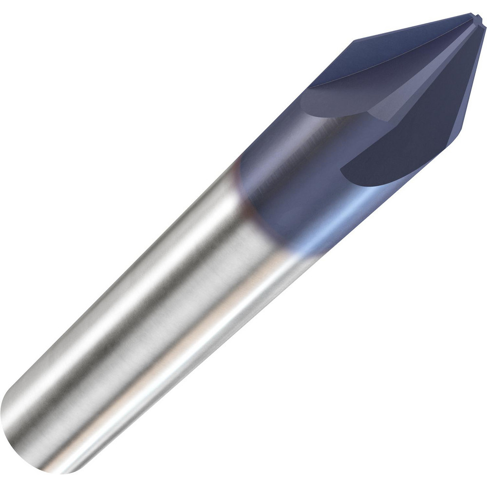 Accupro Chamfer Mill: 1/2" Dia, 1/2" Shank Dia, 60 deg, 4 Flute, Solid Carbide, Single End - EM99943860