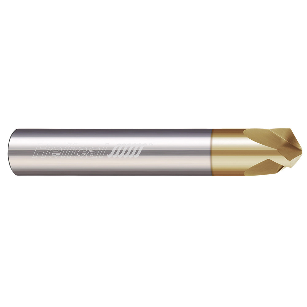 Helical Solutions Chamfer Mill: 1/4" Dia, 1/4" Shank Dia, 120 deg, 3 Flute, Solid Carbide, Single End - 59828