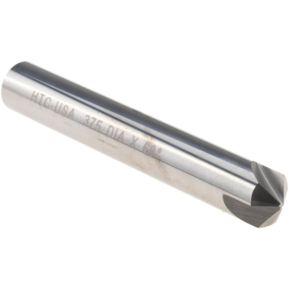 Harvey Tool Chamfer Mill: 3/8" Dia, 3/8" Shank Dia, 120 deg, 3 Flute, Solid Carbide, Single End - 18460