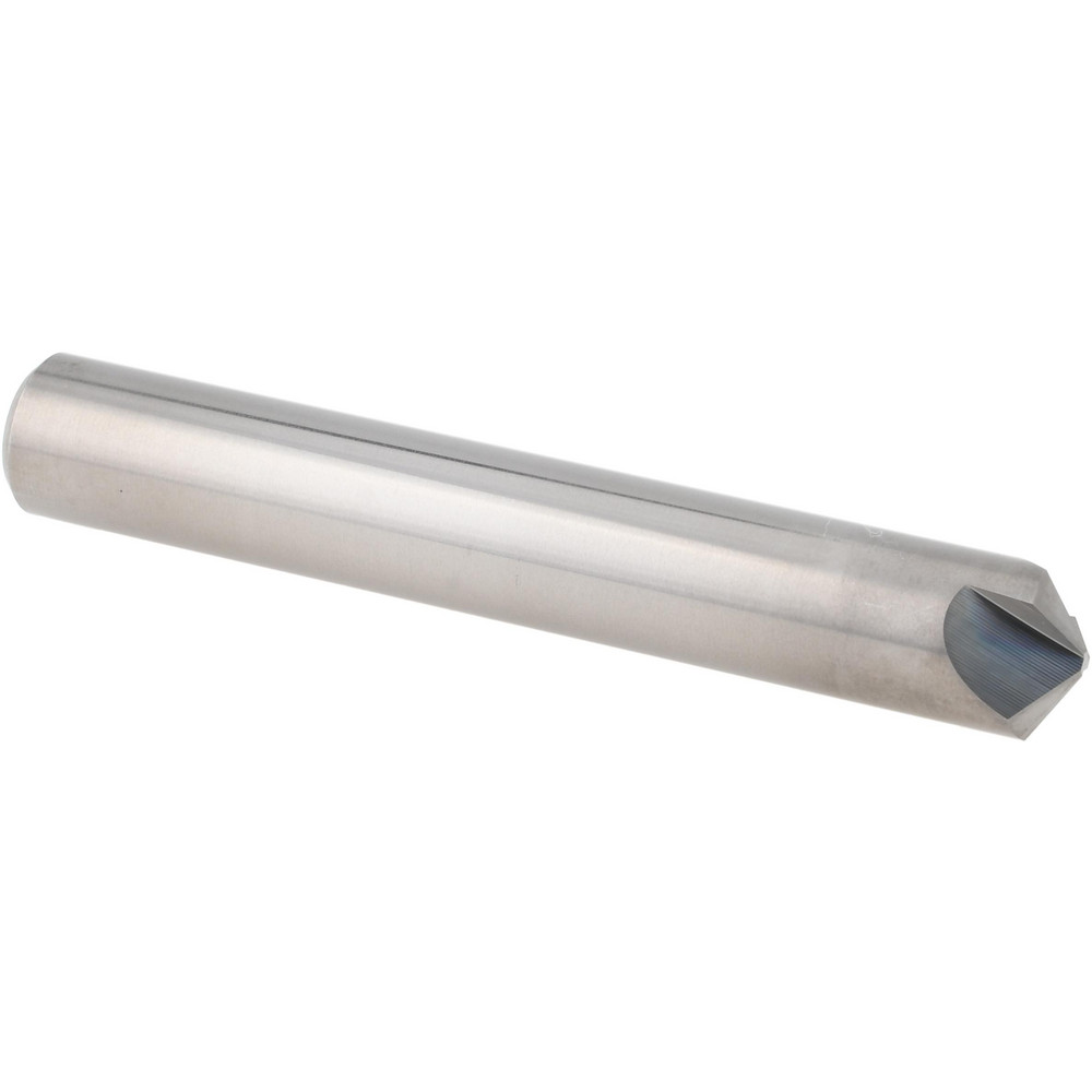 Harvey Tool Chamfer Mill: 3/8" Dia, 3/8" Shank Dia, 120 deg, 3 Flute, Solid Carbide, Single End - 18460